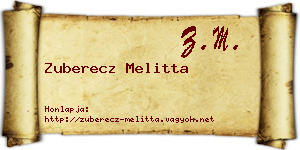 Zuberecz Melitta névjegykártya